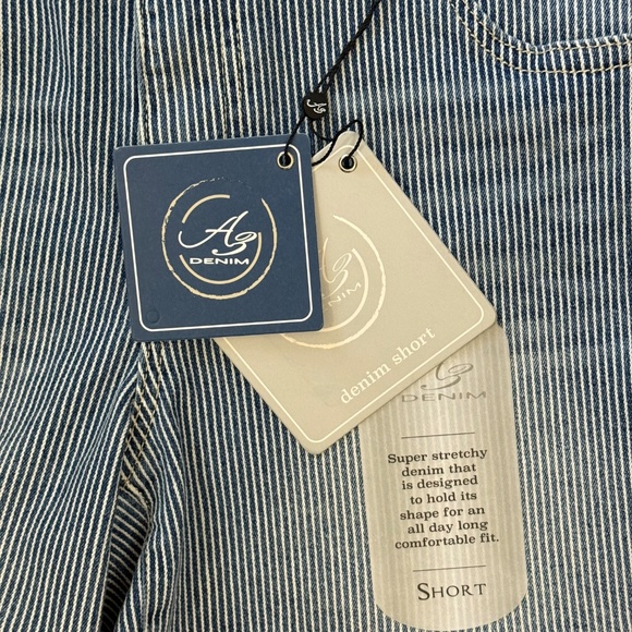 Ag Adriano Goldschmied Blue White Railroad Stripe Pattern Women's Shorts 12P NWT - Picture 5 of 9